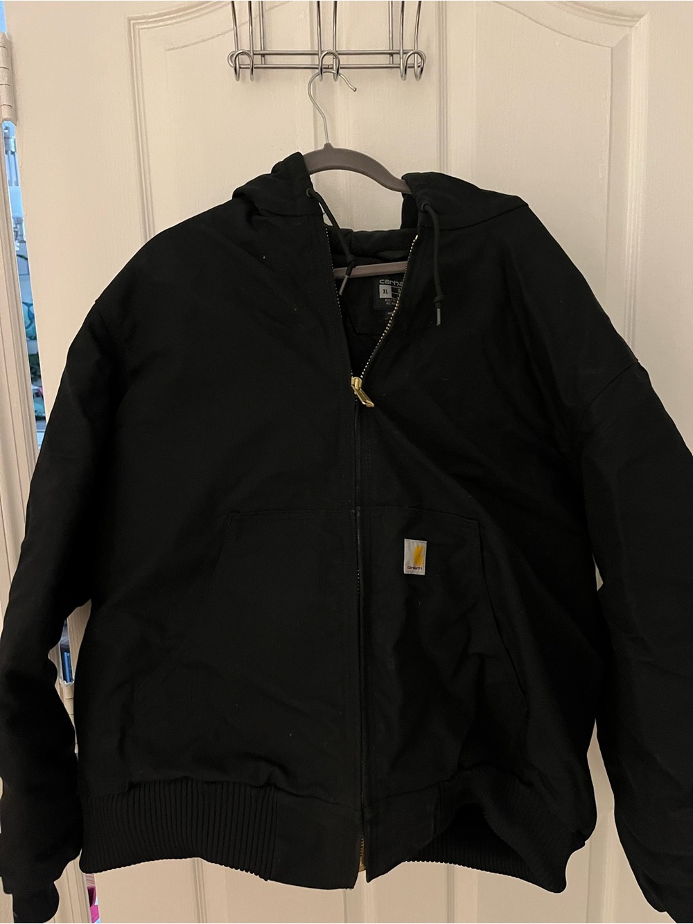 Carhartt Black Hooded Work Bomber Jacket